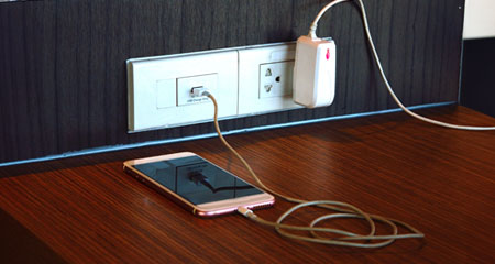 Mobile phone and other cord plugged in