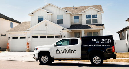 Vivint service truck in front of home