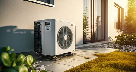 Air conditioner outside in the sun