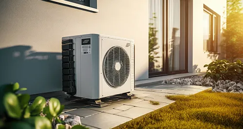 Air conditioner outside in the sun