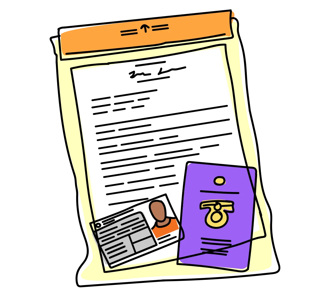 Crossing items off clipboard handwritten list illustration