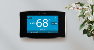 Emerson thermostat on wall