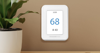 Honeywell thermostat on wall