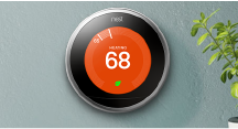 Nest thermostat on wall