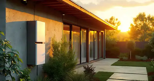 Home battery packs on modern home wall