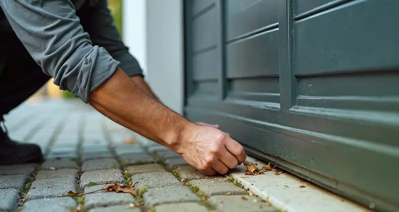 Man clearing seal on garage door