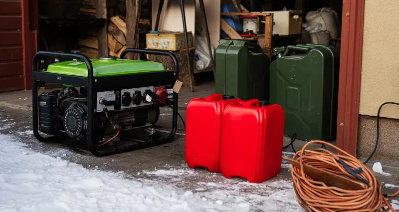 portable home generator outside winter snow