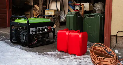 portable home generator outside winter snow