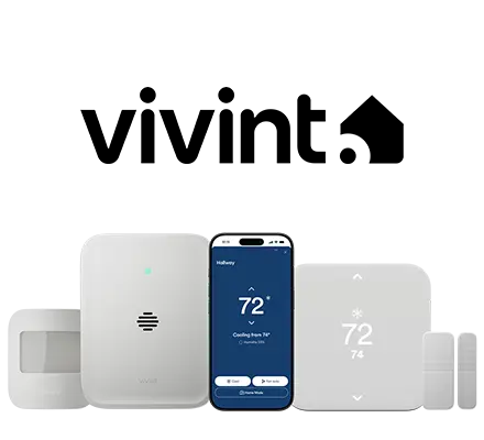 Vivint logo and product lineup