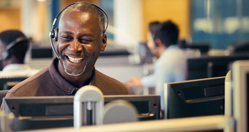 Happy customer service agent