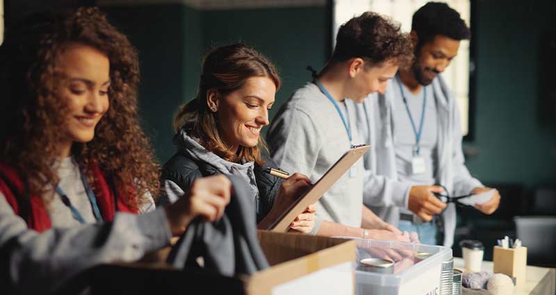four coworkers in a line