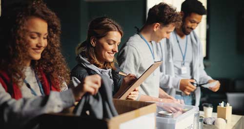 four coworkers in a line
