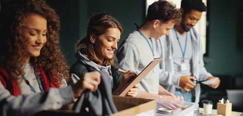 four coworkers in a line