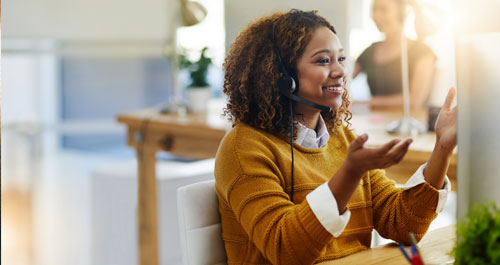 customer service woman on a phone with headset