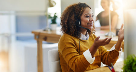 customer service woman on a phone with headset