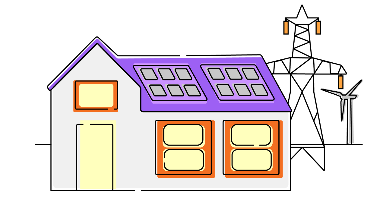 Illustration of house with solar panels
