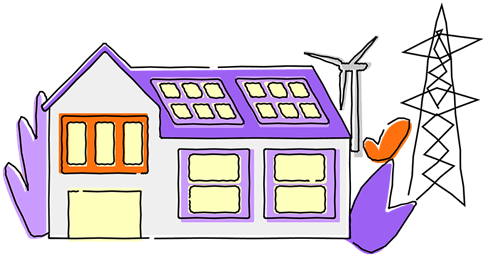 Illustration of house with solar panels