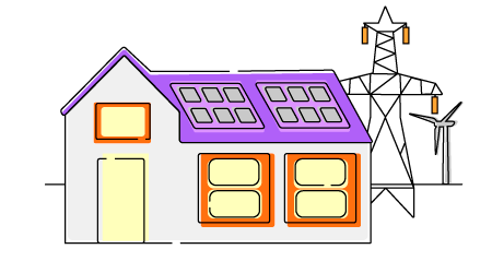 Illustration of house with solar panels