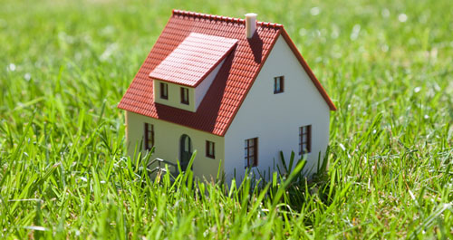 Model house in grass