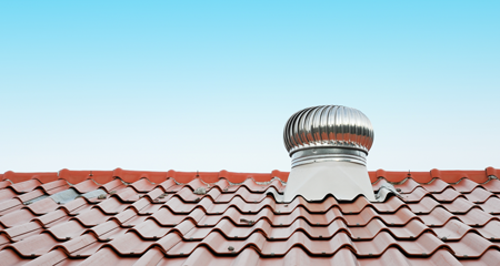 air vent on the red roof outdoor (roof, ventilation, roofing) 