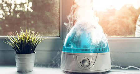 humidifier running in a room