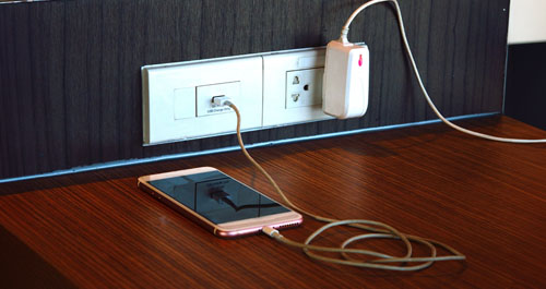 Mobile phone and other cord plugged in