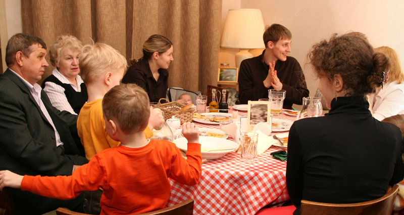 Family at dinner table