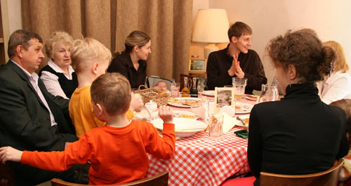 Family at dinner table