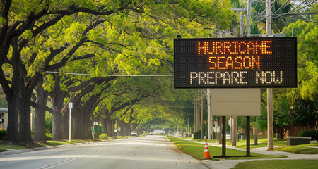 Hurricane-sign-in-residential-neighborhood