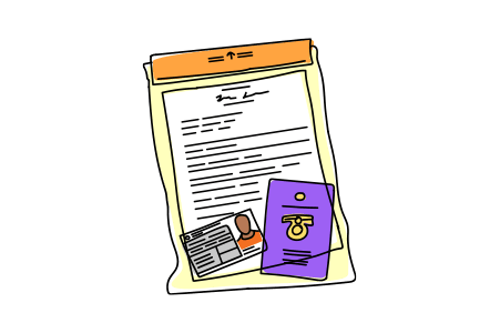 Crossing items off clipboard handwritten list illustration