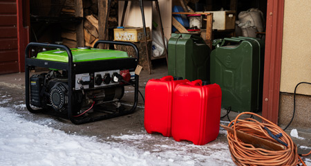 Gasoline portable generator with canisters for winter storm preparation