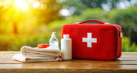 First-aid-kit-items-laid-on-table