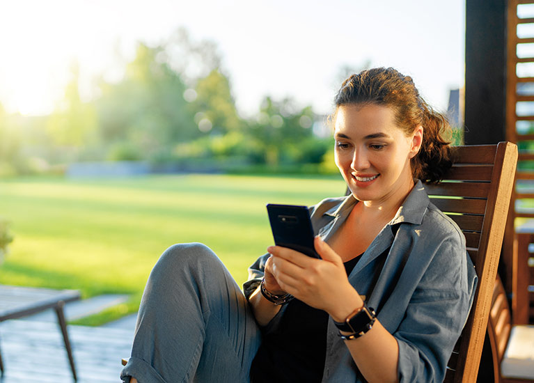 woman is using a phone