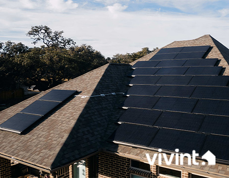 House with solar panels on roof