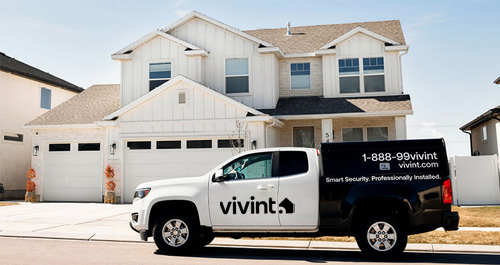 Vivint service truck in front of home