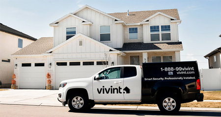 Vivint service truck in front of home